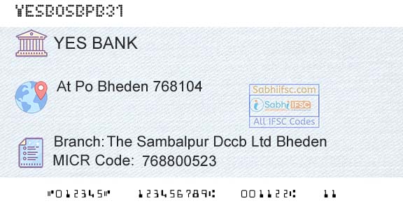 Yes Bank The Sambalpur Dccb Ltd BhedenBranch 