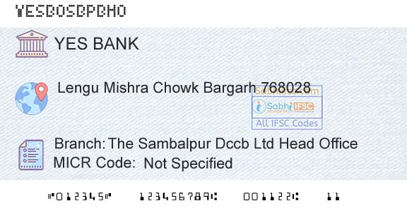 Yes Bank The Sambalpur Dccb Ltd Head OfficeBranch 