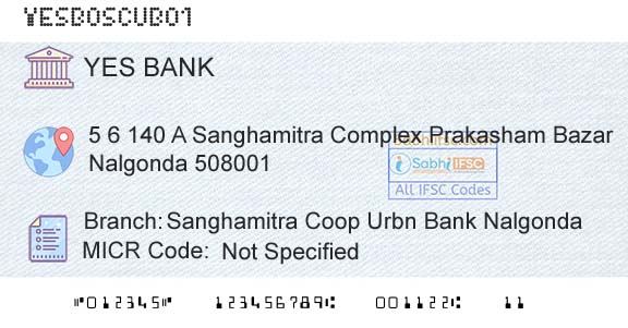 Yes Bank Sanghamitra Coop Urbn Bank NalgondaBranch 