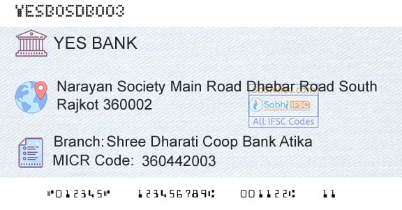 Yes Bank Shree Dharati Coop Bank AtikaBranch 