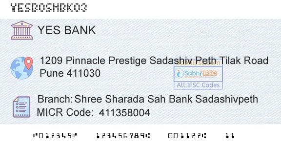 Yes Bank Shree Sharada Sah Bank SadashivpethBranch 