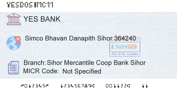 Yes Bank Sihor Mercantile Coop Bank SihorBranch 