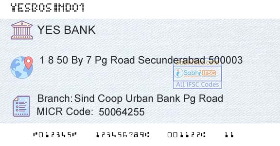 Yes Bank Sind Coop Urban Bank Pg RoadBranch 