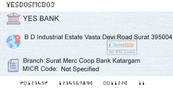 Yes Bank Surat Merc Coop Bank KatargamBranch 