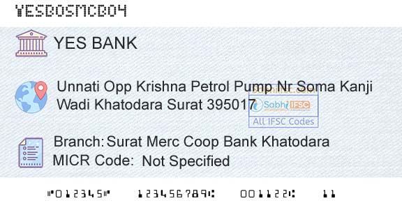 Yes Bank Surat Merc Coop Bank KhatodaraBranch 