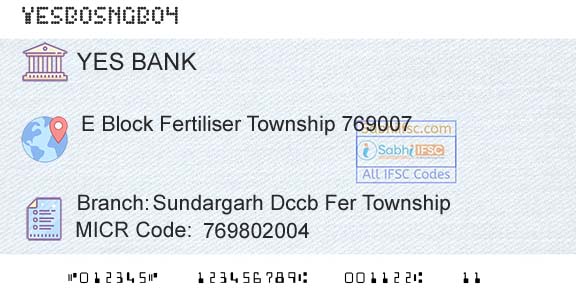 Yes Bank Sundargarh Dccb Fer TownshipBranch 