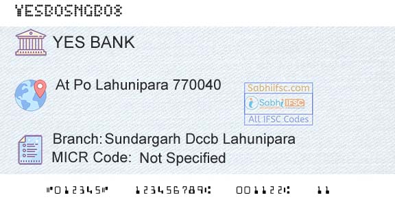 Yes Bank Sundargarh Dccb LahuniparaBranch 