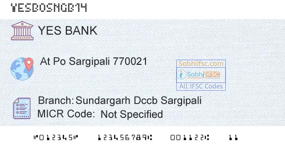 Yes Bank Sundargarh Dccb SargipaliBranch 