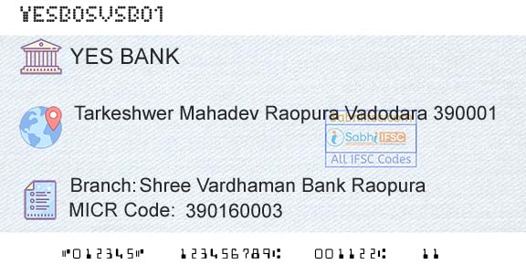 Yes Bank Shree Vardhaman Bank RaopuraBranch 