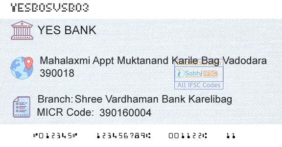 Yes Bank Shree Vardhaman Bank KarelibagBranch 