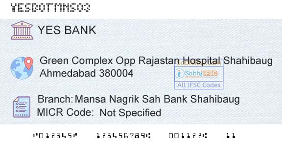 Yes Bank Mansa Nagrik Sah Bank ShahibaugBranch 