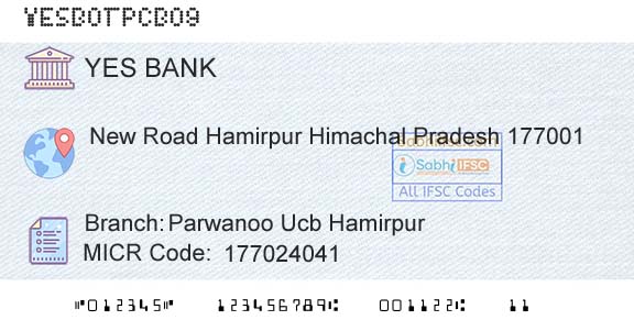 Yes Bank Parwanoo Ucb HamirpurBranch 