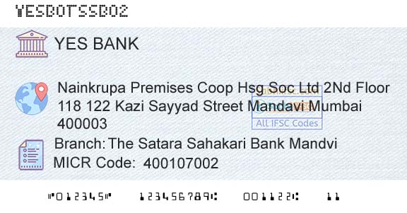 Yes Bank The Satara Sahakari Bank MandviBranch 