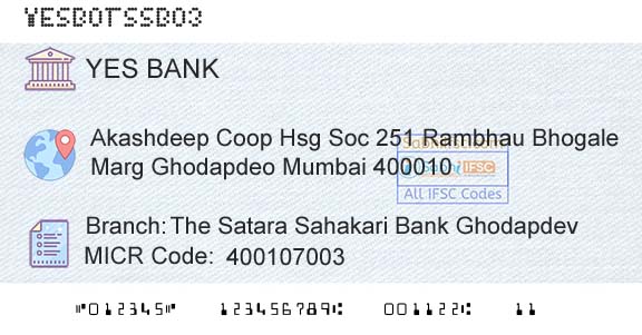 Yes Bank The Satara Sahakari Bank GhodapdevBranch 