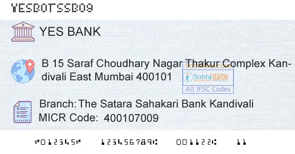 Yes Bank The Satara Sahakari Bank KandivaliBranch 