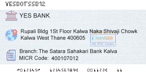 Yes Bank The Satara Sahakari Bank KalvaBranch 