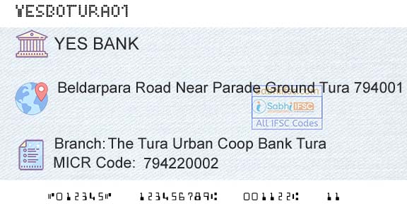 Yes Bank The Tura Urban Coop Bank TuraBranch 