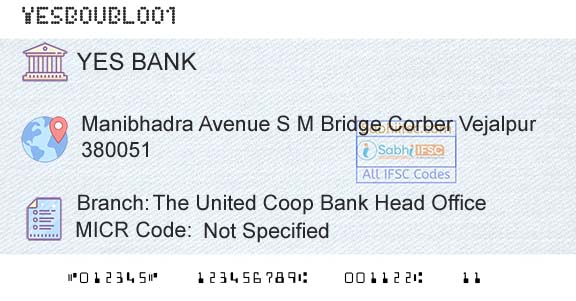 Yes Bank The United Coop Bank Head OfficeBranch 