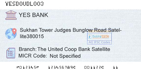 Yes Bank The United Coop Bank SatelliteBranch 