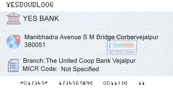 Yes Bank The United Coop Bank VejalpurBranch 