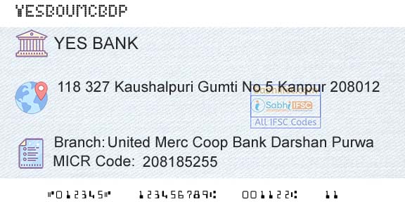 Yes Bank United Merc Coop Bank Darshan PurwaBranch 