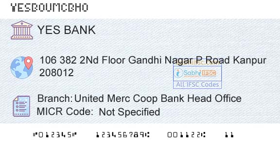Yes Bank United Merc Coop Bank Head OfficeBranch 