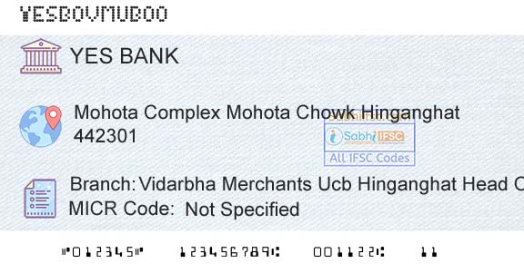 Yes Bank Vidarbha Merchants Ucb Hinganghat Head OfficeBranch 