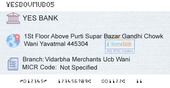 Yes Bank Vidarbha Merchants Ucb WaniBranch 
