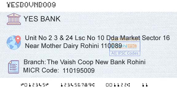 Yes Bank The Vaish Coop New Bank RohiniBranch 