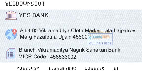 Yes Bank Vikramaditya Nagrik Sahakari BankBranch 