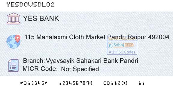 Yes Bank Vyavsayik Sahakari Bank PandriBranch 
