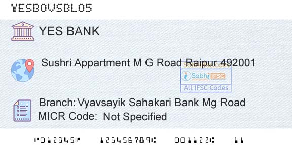 Yes Bank Vyavsayik Sahakari Bank Mg RoadBranch 
