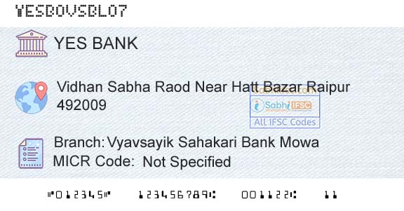Yes Bank Vyavsayik Sahakari Bank MowaBranch 