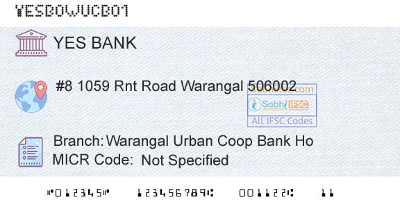 Yes Bank Warangal Urban Coop Bank HoBranch 