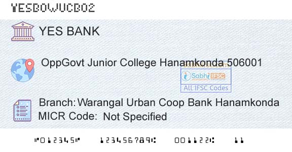 Yes Bank Warangal Urban Coop Bank HanamkondaBranch 