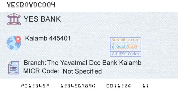 Yes Bank The Yavatmal Dcc Bank KalambBranch 
