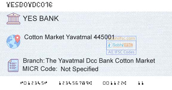Yes Bank The Yavatmal Dcc Bank Cotton MarketBranch 