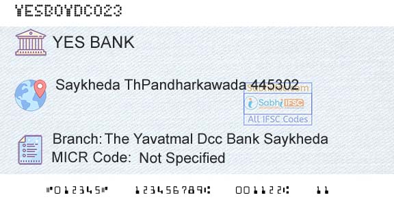 Yes Bank The Yavatmal Dcc Bank SaykhedaBranch 