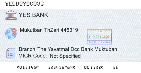 Yes Bank The Yavatmal Dcc Bank MuktubanBranch 