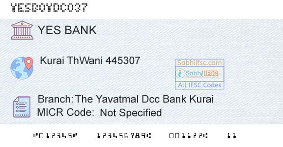 Yes Bank The Yavatmal Dcc Bank KuraiBranch 