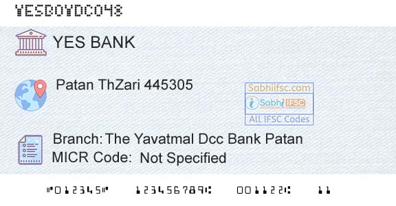 Yes Bank The Yavatmal Dcc Bank PatanBranch 