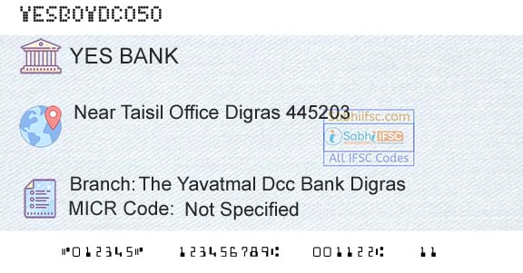 Yes Bank The Yavatmal Dcc Bank DigrasBranch 