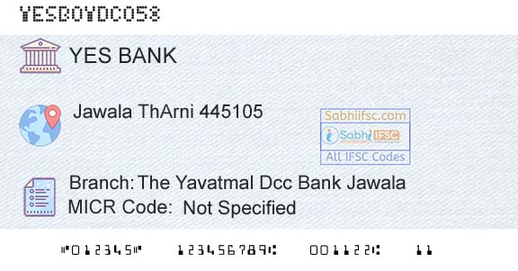 Yes Bank The Yavatmal Dcc Bank JawalaBranch 