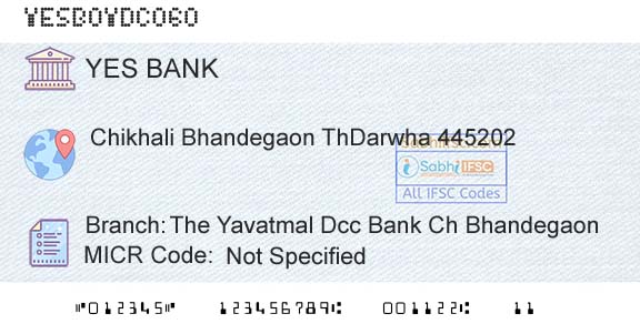 Yes Bank The Yavatmal Dcc Bank Ch BhandegaonBranch 