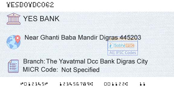 Yes Bank The Yavatmal Dcc Bank Digras CityBranch 