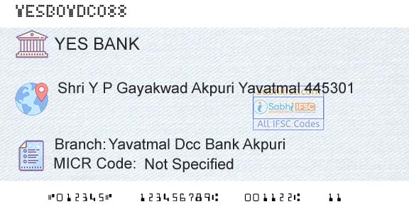 Yes Bank Yavatmal Dcc Bank AkpuriBranch 