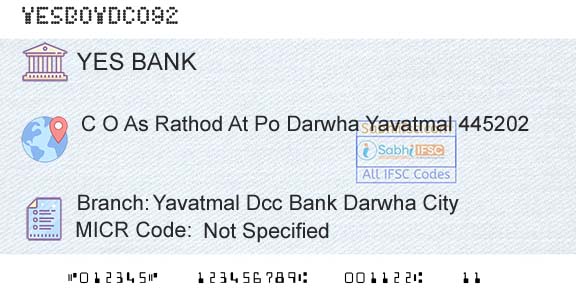 Yes Bank Yavatmal Dcc Bank Darwha CityBranch 