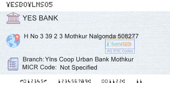 Yes Bank Ylns Coop Urban Bank MothkurBranch 