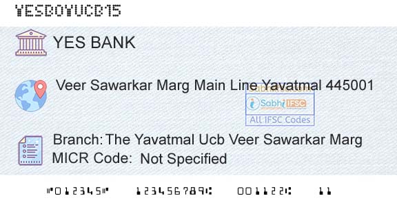 Yes Bank The Yavatmal Ucb Veer Sawarkar MargBranch 