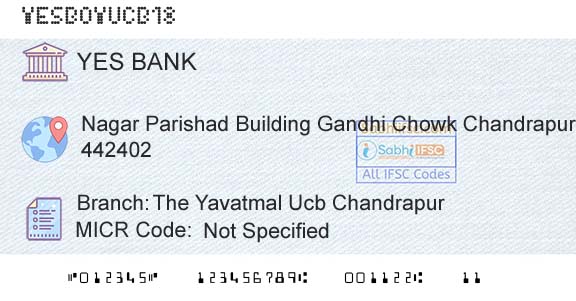 Yes Bank The Yavatmal Ucb ChandrapurBranch 